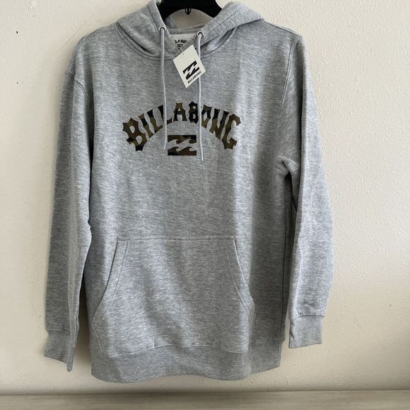 Billabong Premium Men Sz L  Arch Fill Pullover Hoodie Heather Gray Camo $98 - Picture 1 of 5